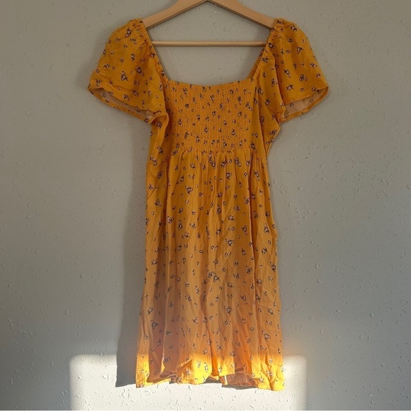 🦋 American Eagle Outfitters Yellow Floral Mini Dress Casual Spring Summer Small - Picture 6 of 6